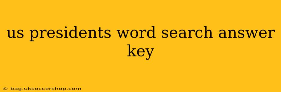 us presidents word search answer key